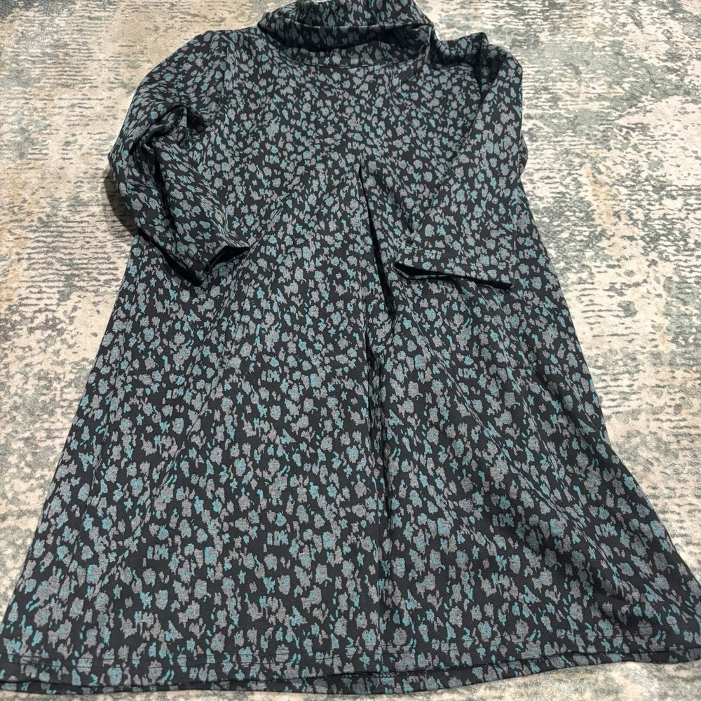 TOP IT OFF Size XL Teal Black Gray Cowl Neck Dress Tunic With Pockets NEW